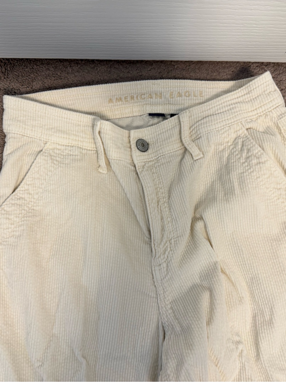 American Eagle Outfitters Cream Corduroy Cargo Pants - Picture 3 of 8